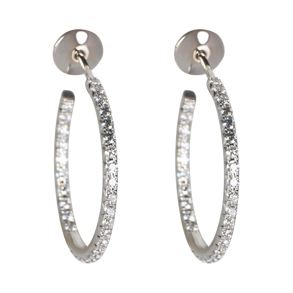 Tiffany & Co. White Gold Diamond Medium Model Metro Hoop Earrings